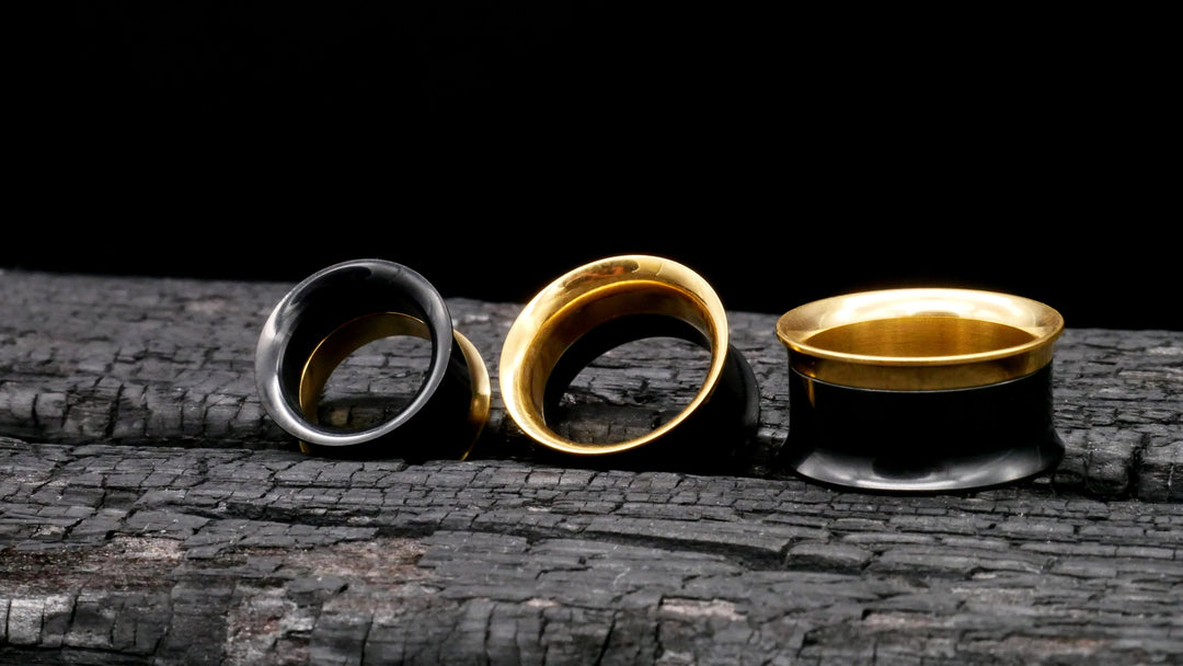 1x Tunnel Gold Schwarz 6-25mm - K2