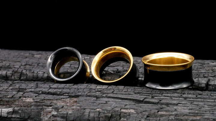 1x Tunnel Gold Schwarz 6-25mm - K2