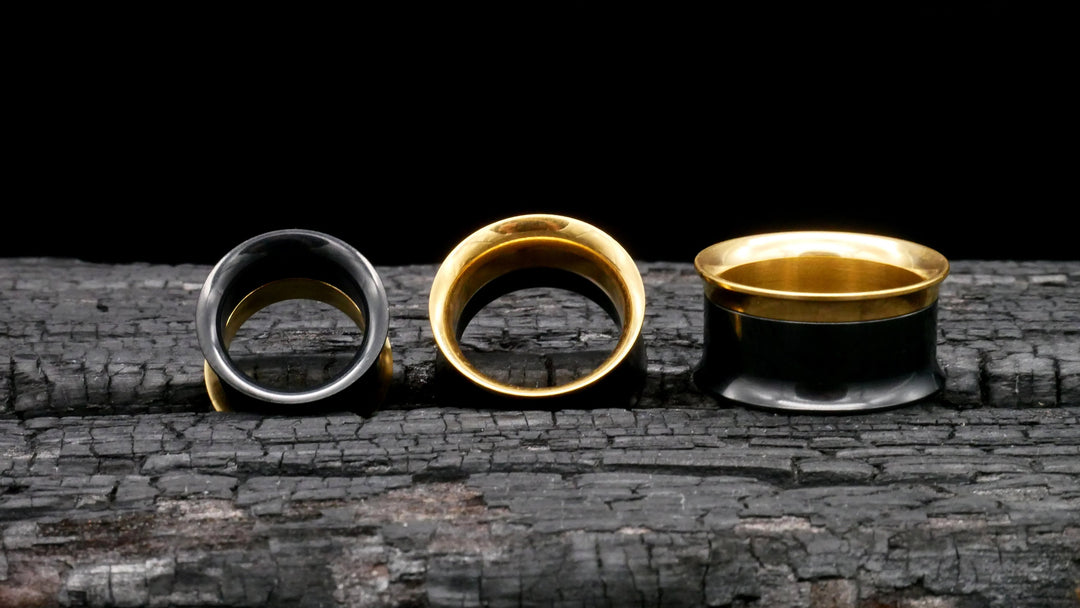 1x Tunnel Gold Schwarz 6-25mm - K2