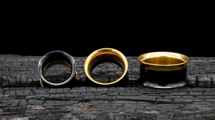 1x Tunnel Gold Schwarz 6-25mm - K2