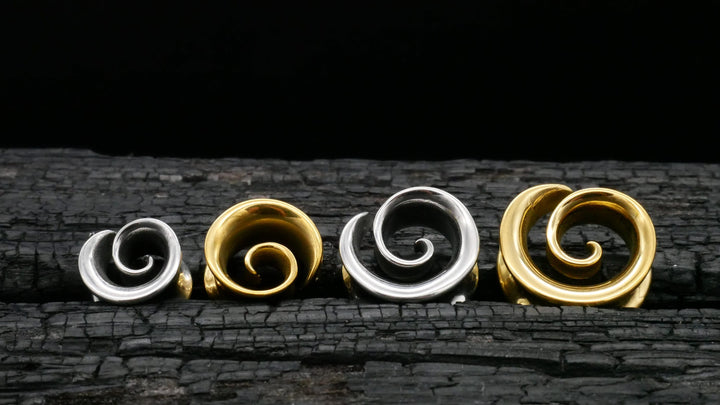 1x Tunnel Spirale Gold Silber 8-16mm - K2