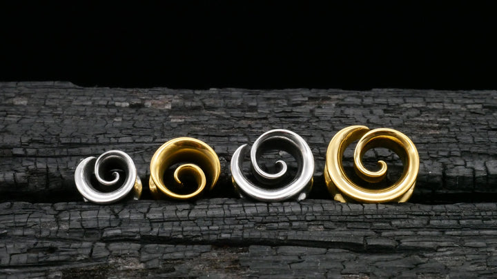 1x Tunnel Spirale Gold Silber 8-16mm - K2