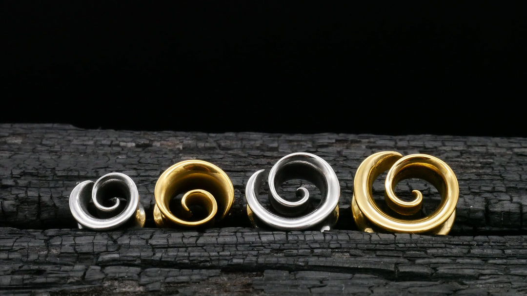 1x Tunnel Spirale Gold Silber 8-16mm - K2