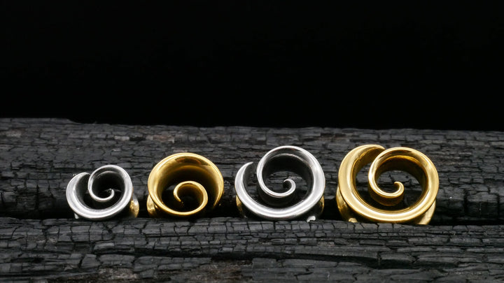 1x Tunnel Spirale Gold Silber 8-16mm - K2