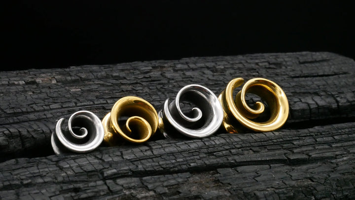 1x Tunnel Spirale Gold Silber 8-16mm - K2