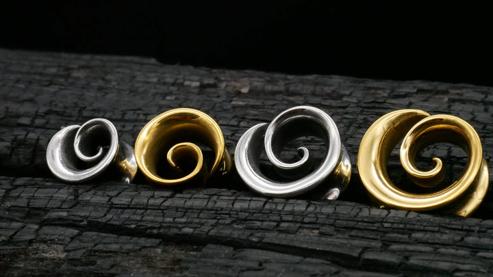 1x Tunnel Spirale Gold Silber 8-16mm - K2