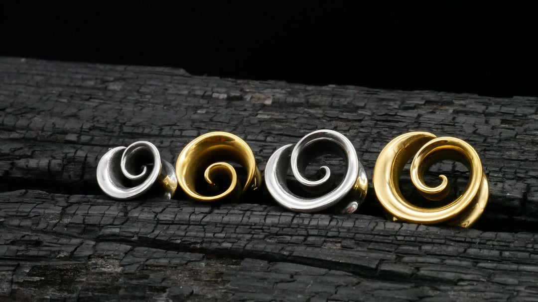 1x Tunnel Spirale Gold Silber 8-16mm - K2