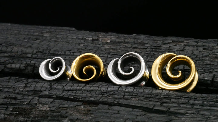 1x Tunnel Spirale Gold Silber 8-16mm - K2