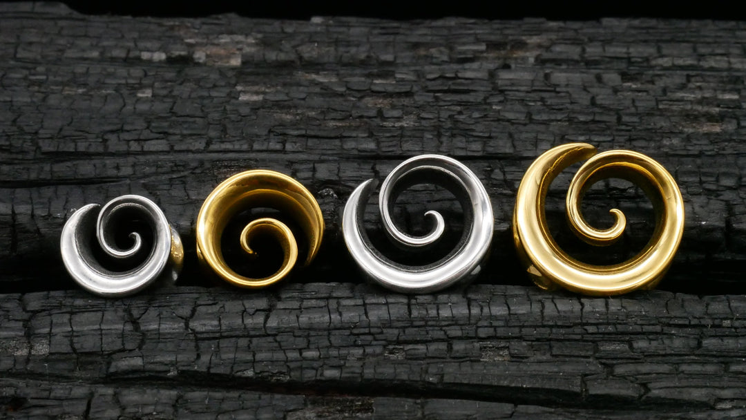 1x Tunnel Spirale Gold Silber 8-16mm - K2
