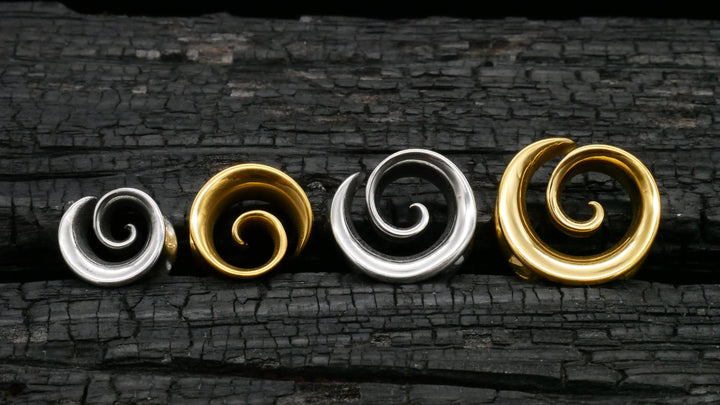 1x Tunnel Spirale Gold Silber 8-16mm - K2