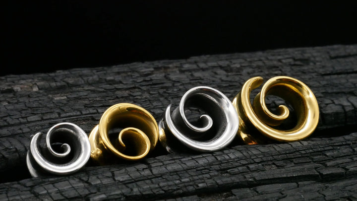 1x Tunnel Spirale Gold Silber 8-16mm - K2