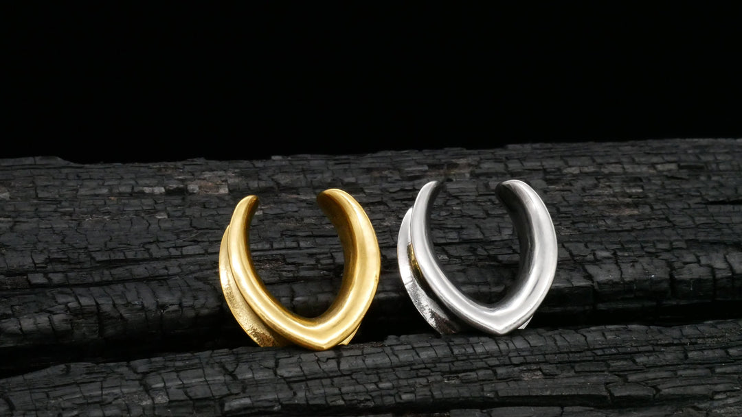 1x Saddle Tunnel Gold Silber 6-25mm - K4