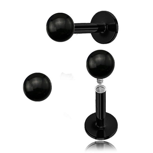 Schwarz Piercing/Labret/Medusa Chirurgenstahl - 1C/14