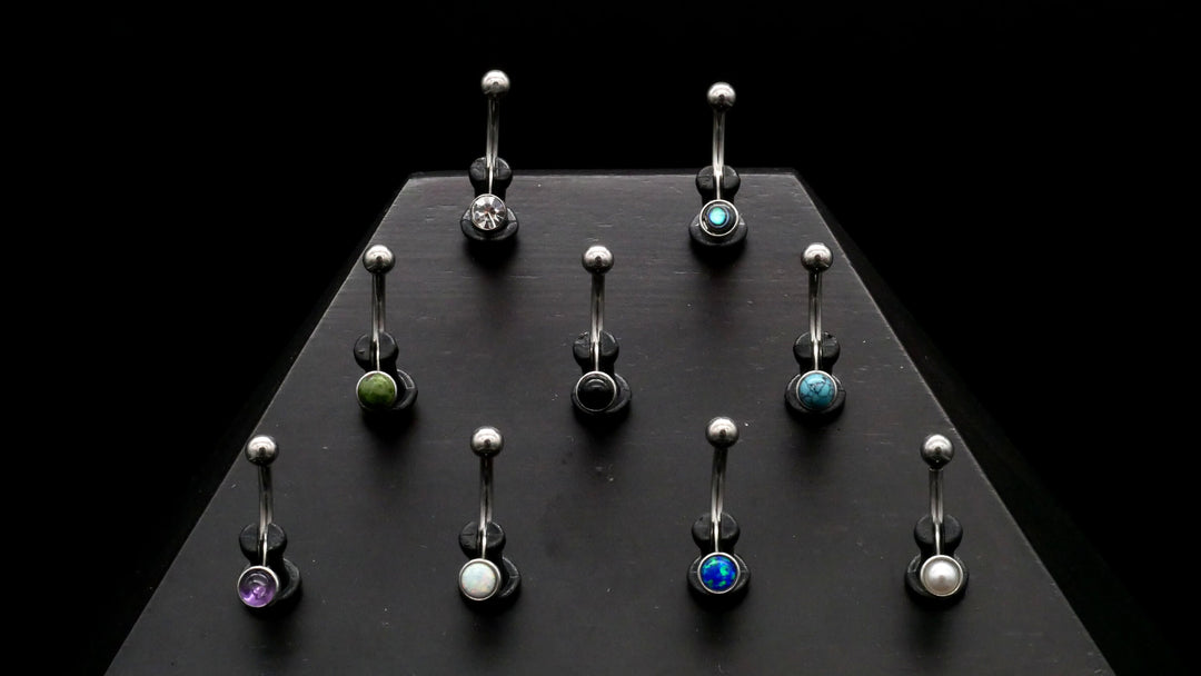 Piercing Curved Barbell mit Schmuckstein - 1H/01