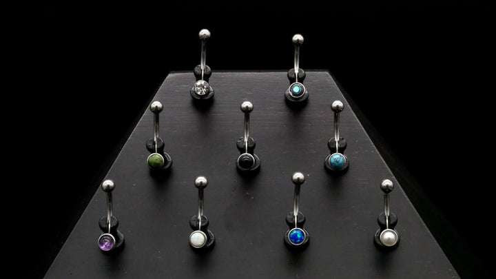 Piercing Curved Barbell mit Schmuckstein - 1H/01