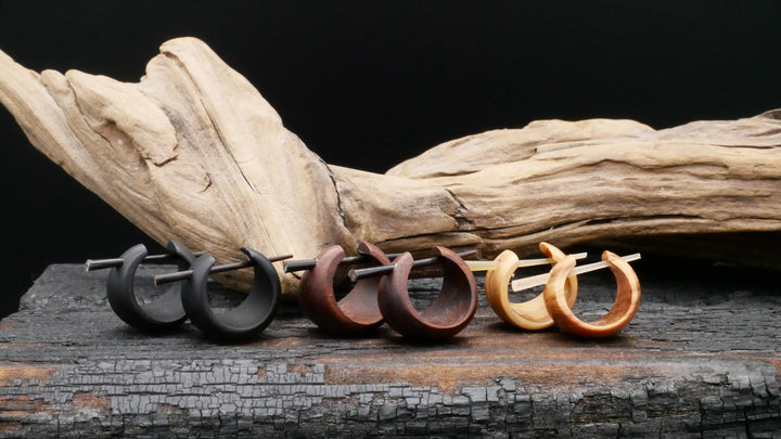 Paar Ohrringe aus Holz Handarbeit - N1