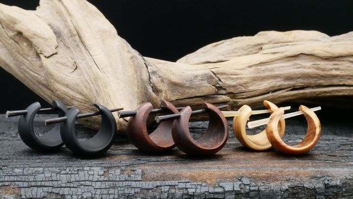 Paar Ohrringe aus Holz Handarbeit - N1
