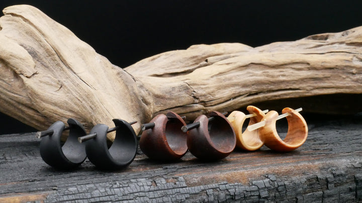 Paar Ohrringe aus Holz Handarbeit - N1