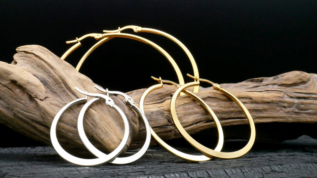 Paar Ohrringe Creolen in Gold und Silber - DD-4