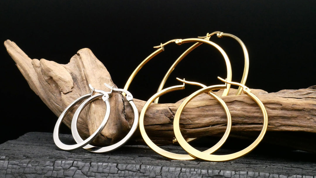 Paar Ohrringe Creolen in Gold und Silber - DD-4