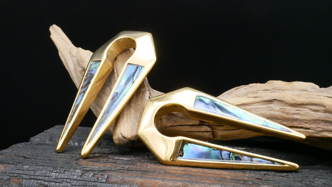 Paar Ohrgewichte Gold Abalone 10mm - EE-3
