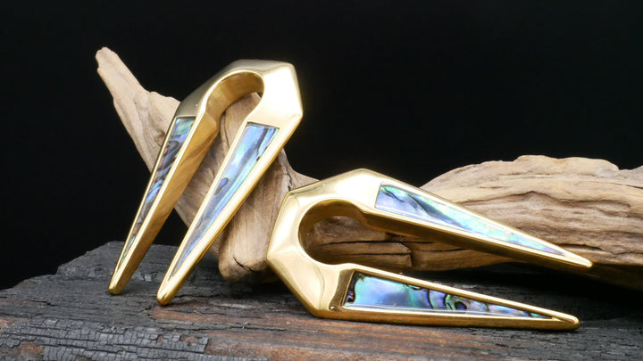 Paar Ohrgewichte Gold Abalone 10mm - EE-3