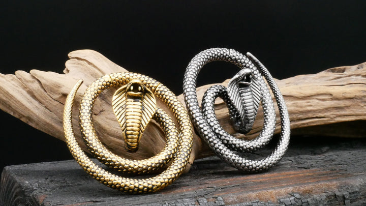 Paar Ohrgewichte Gold Cobra 5mm - EE-3