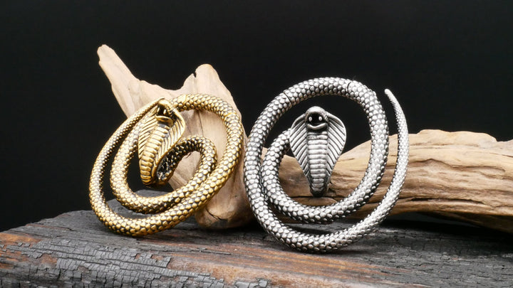 Paar Ohrgewichte Gold Cobra 5mm - EE-3