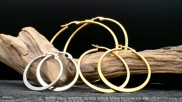 Paar Ohrringe Creolen in Gold und Silber - DD-4