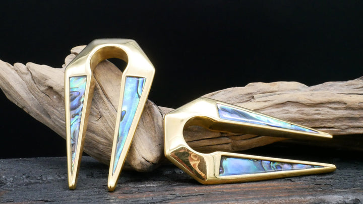 Paar Ohrgewichte Gold Abalone 10mm - EE-3