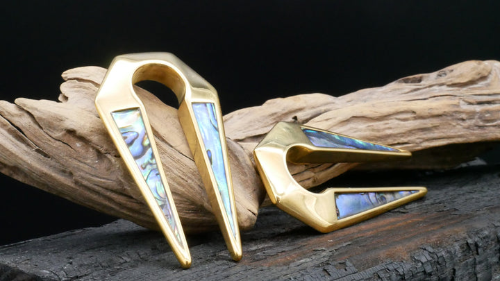 Paar Ohrgewichte Gold Abalone 10mm - EE-3