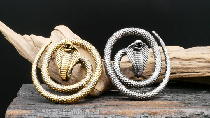 Paar Ohrgewichte Gold Cobra 5mm - EE-3