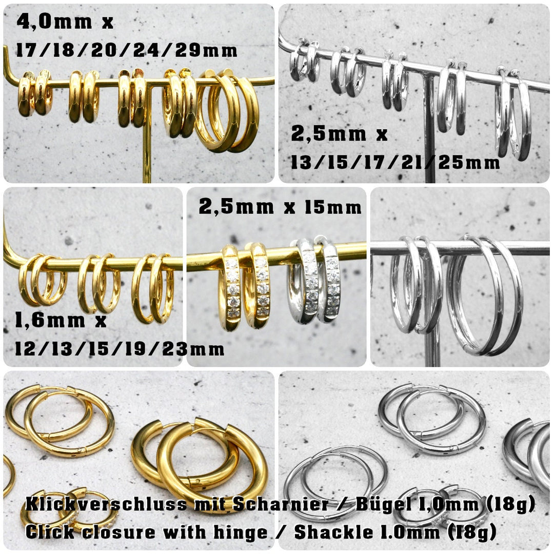 Paar Ohrringe Creolen in Gold und Silber - BB-4