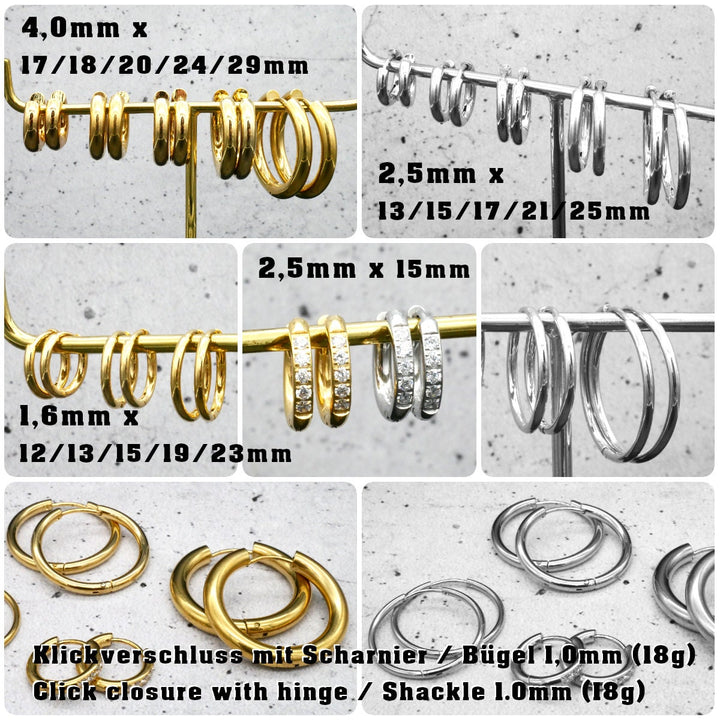 Paar Ohrringe Creolen in Gold und Silber - BB-4