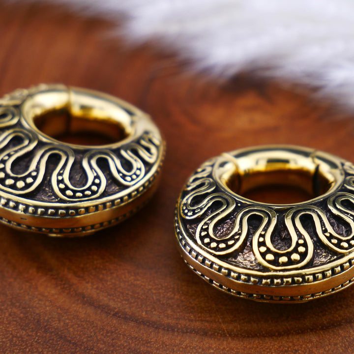 Paar Ohrringe Ohrgewichte Ohrhänger aus Messing 6mm - AA-3