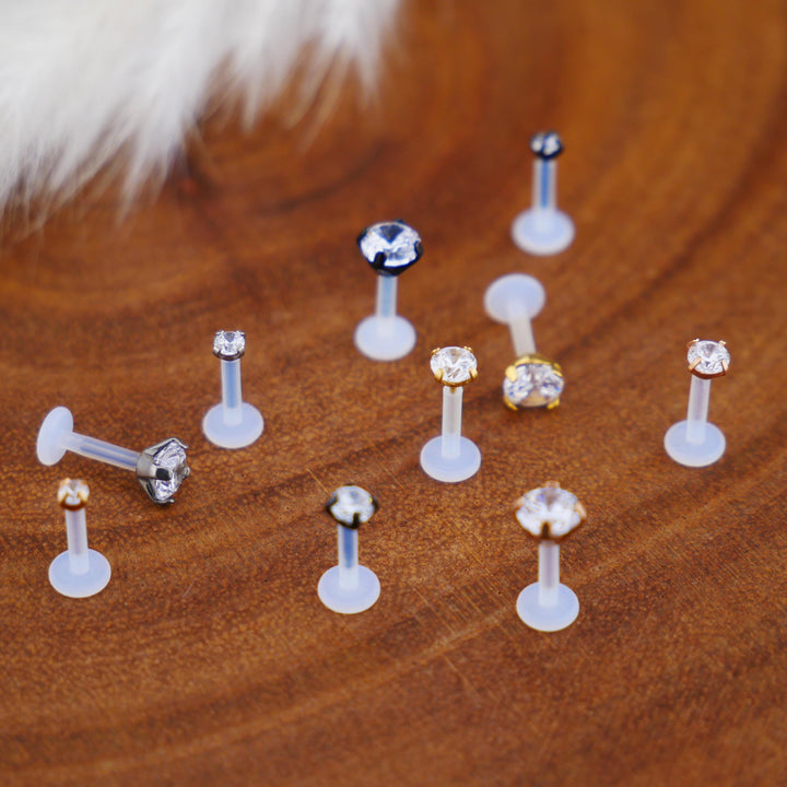 Bioflex Labret aus Titan mit Clear Zirkon - 1B/10
