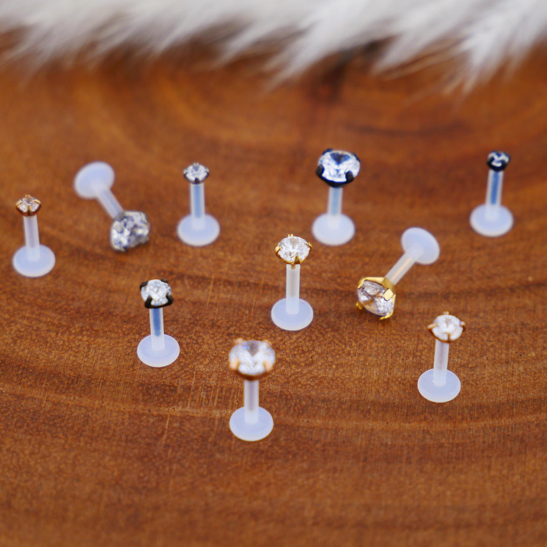 Bioflex Labret aus Titan mit Clear Zirkon - 1B/10