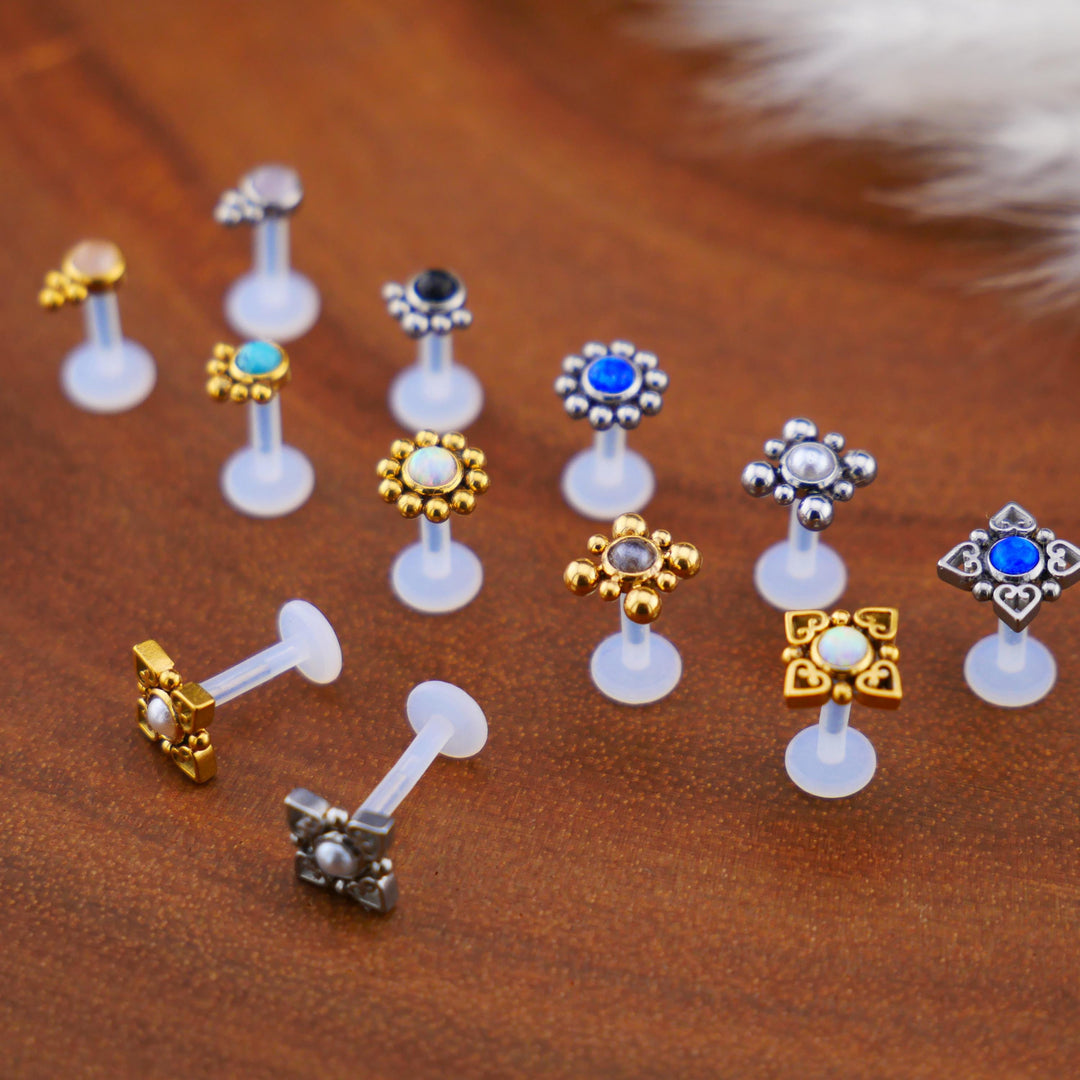 Bioflex Labret aus Chirurgenstahl und Schmuckstein - 1P/03