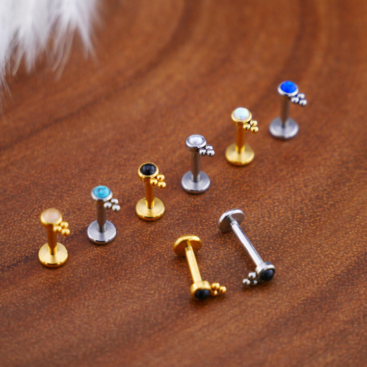 Push-Fit Piercing Labret aus Chirurgenstahl und Schmuckstein - 1P/10
