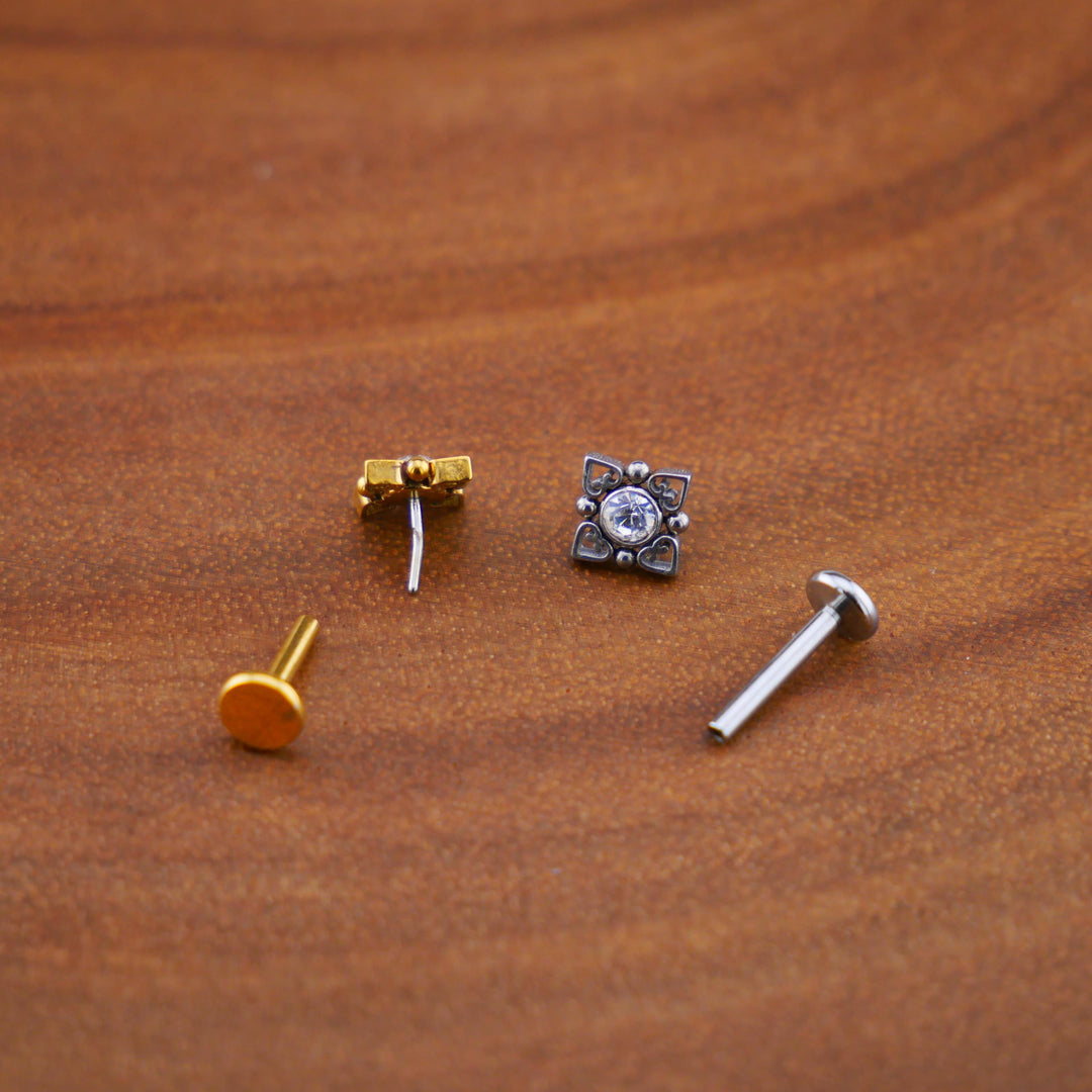 Push-Fit Piercing Labret aus Chirurgenstahl Clear Zirkon- 1P/13