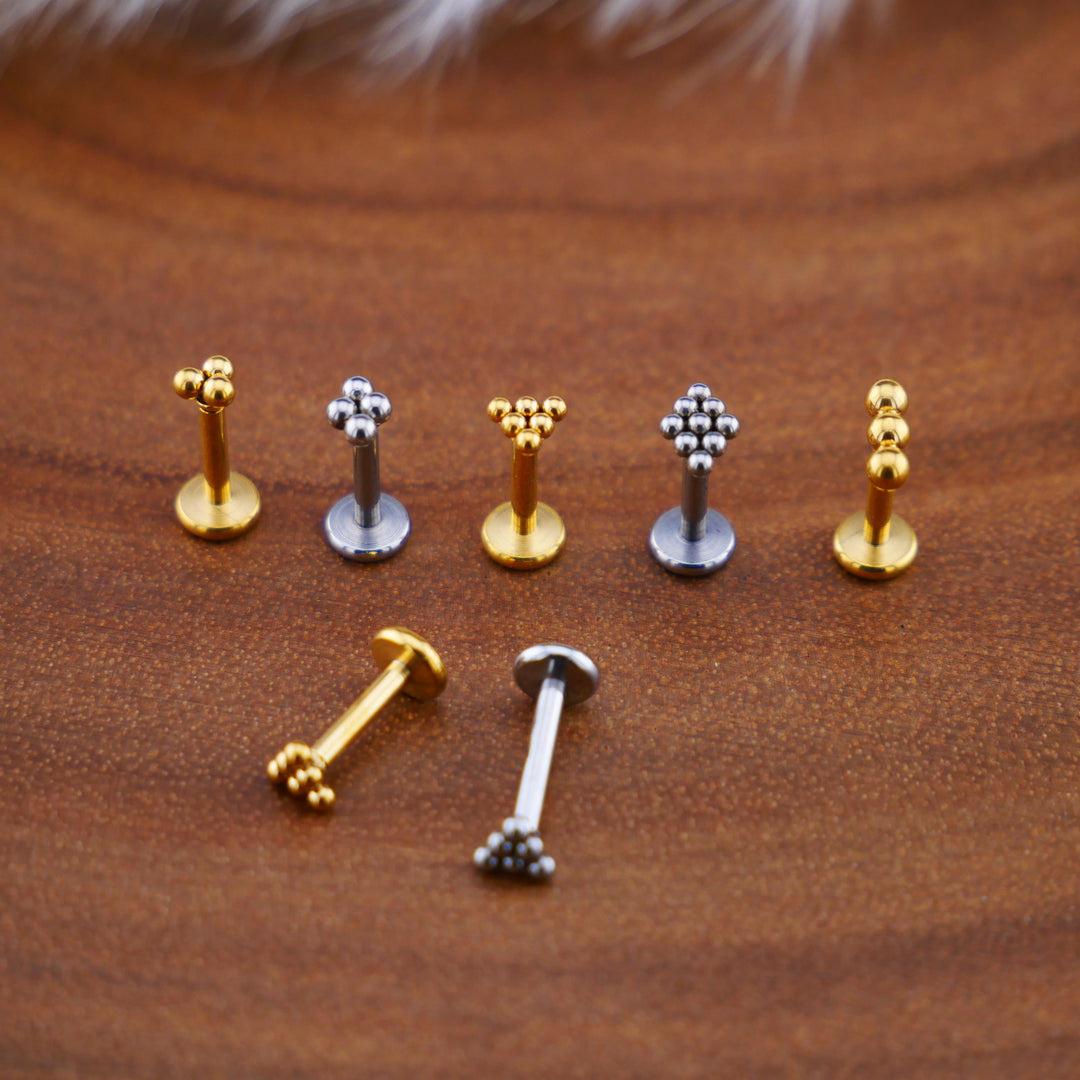 Push-Fit Piercing Labret aus Chirurgenstahl - 1Q/07