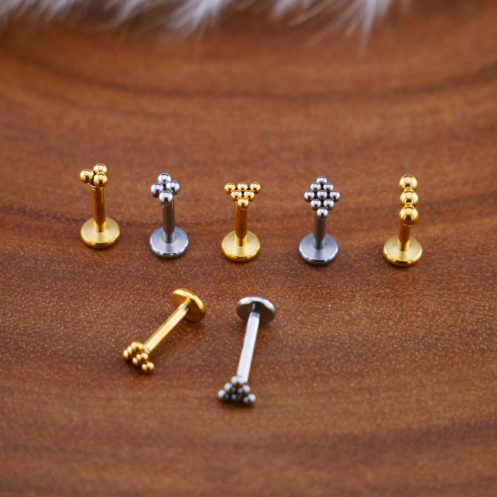 Push-Fit Piercing Labret aus Chirurgenstahl - 1Q/07