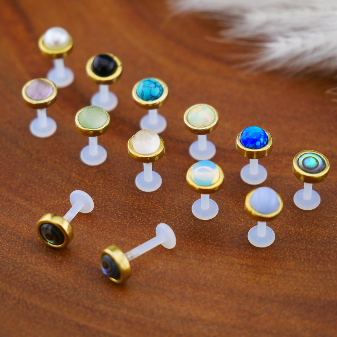 Bioflex Labret aus Messing und Schmuckstein - 1P/01