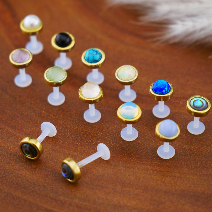 Bioflex Labret aus Messing und Schmuckstein - 1P/01