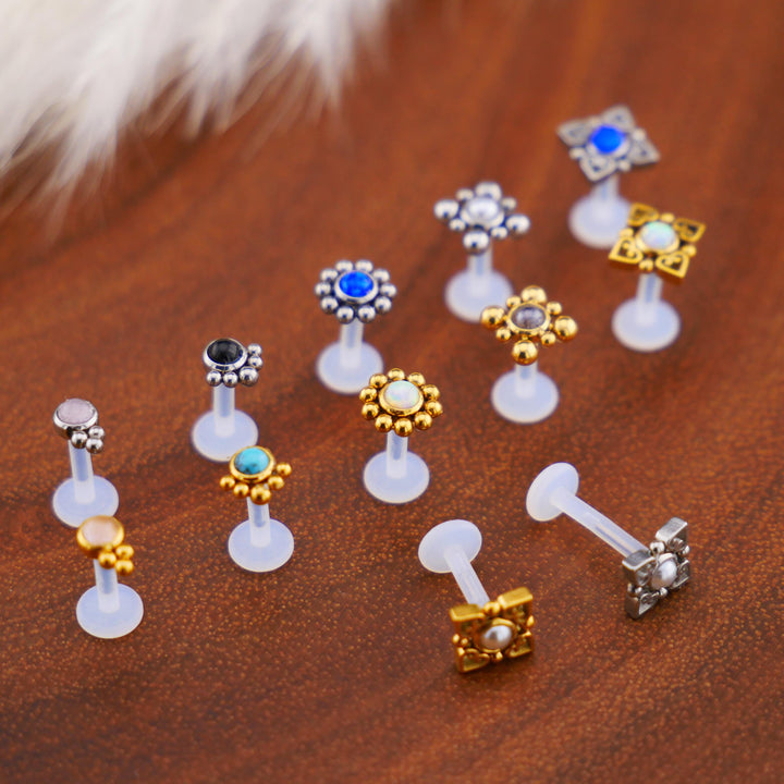 Bioflex Labret aus Chirurgenstahl und Schmuckstein - 1P/03