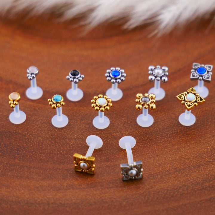 Bioflex Labret aus Chirurgenstahl und Schmuckstein - 1P/03