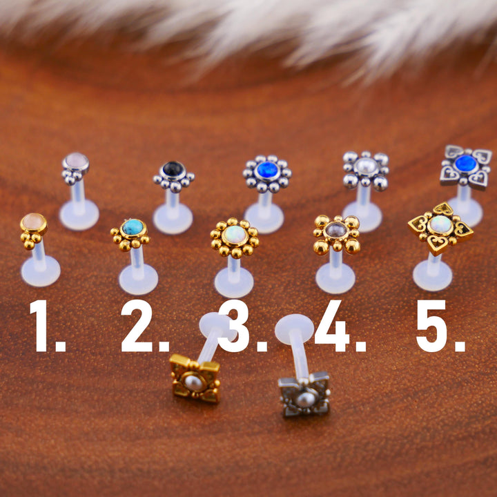 Bioflex Labret aus Chirurgenstahl und Schmuckstein - 1P/03