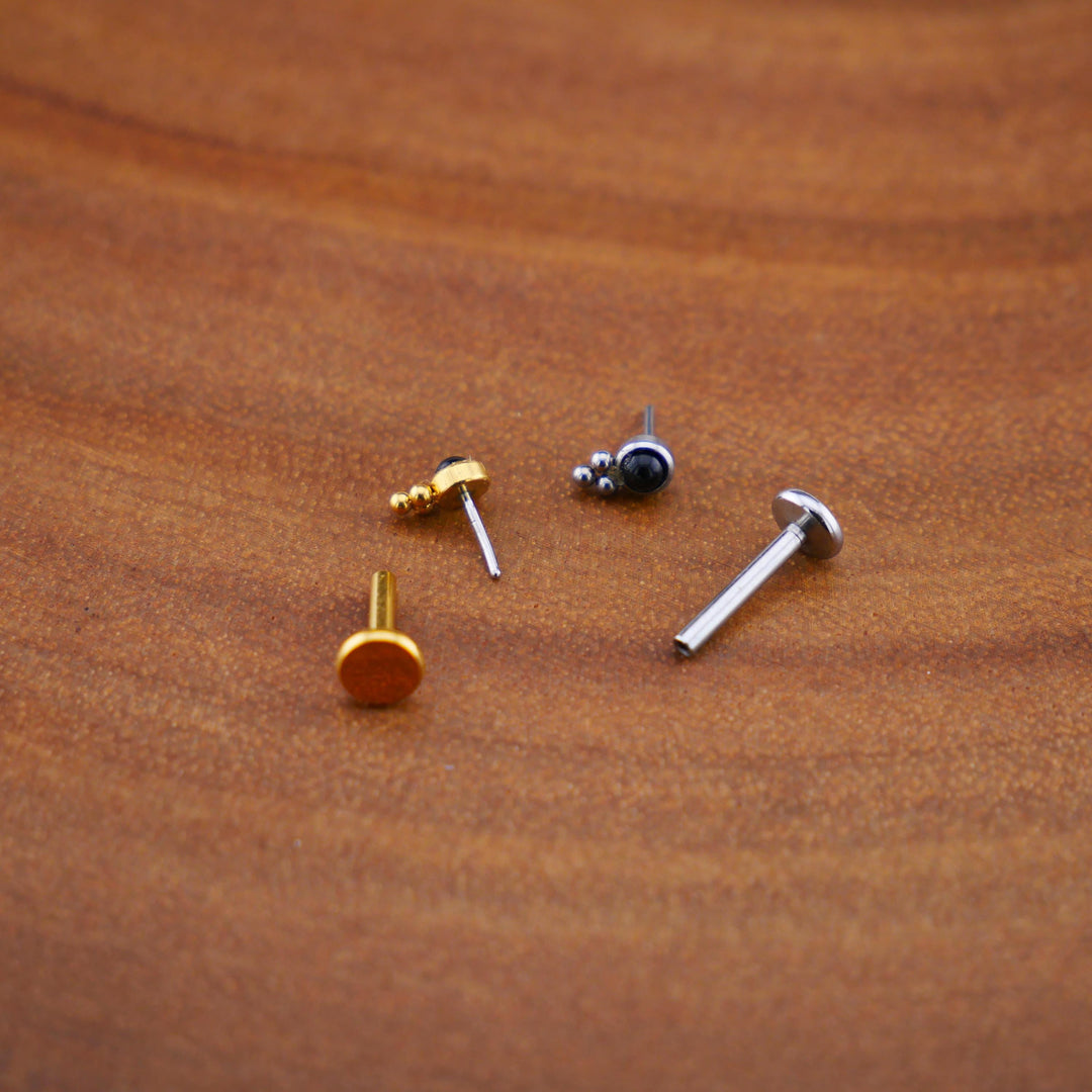 Push-Fit Piercing Labret aus Chirurgenstahl und Schmuckstein - 1P/10