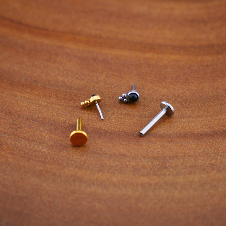 Push-Fit Piercing Labret aus Chirurgenstahl und Schmuckstein - 1P/10