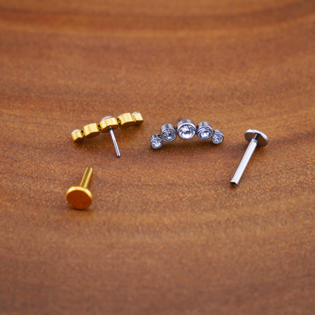 Push-Fit Piercing Labret aus Chirurgenstahl und Schmuckstein - 1P/14